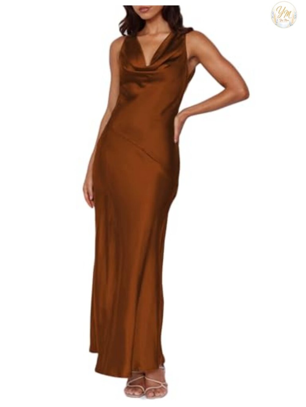 KOUNAI Satin Backless Formal Maxi Dress for Women